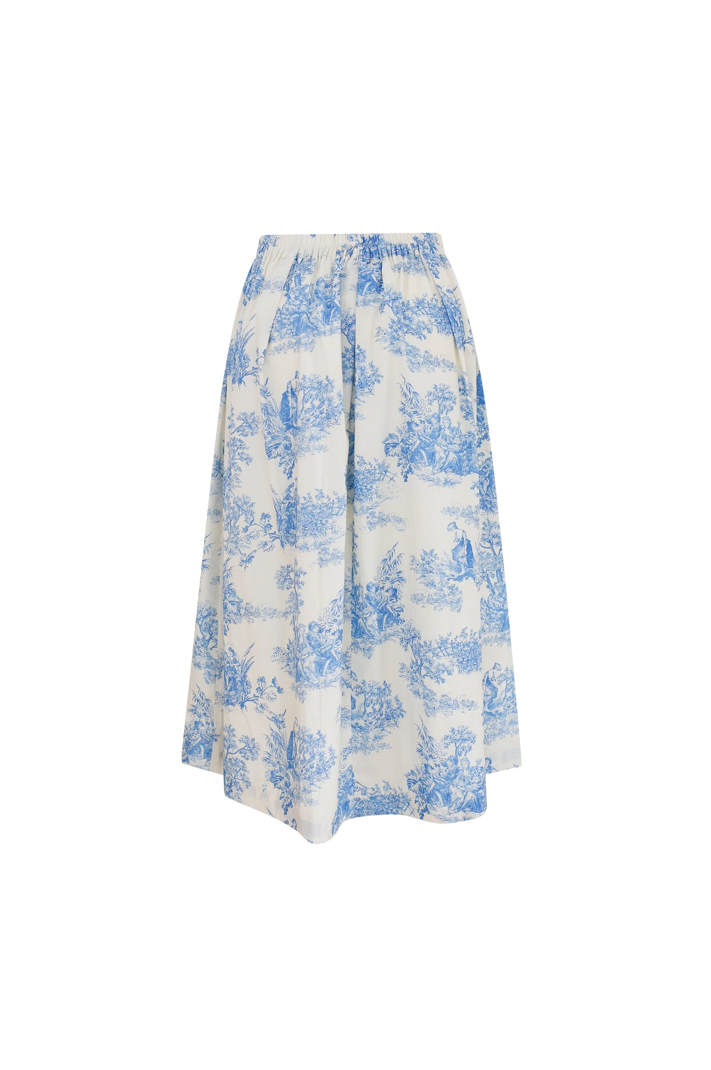 Skirt with blue floral pattern on a white background