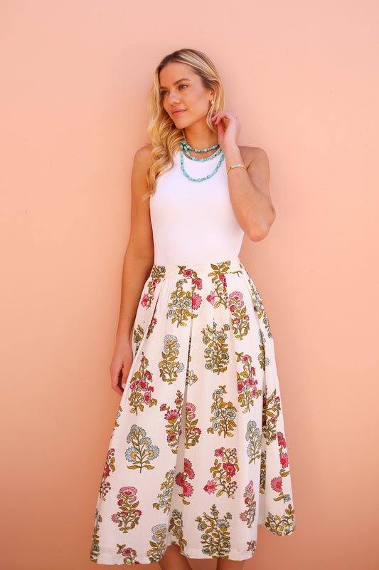 Kensington Skirt in Block Print
