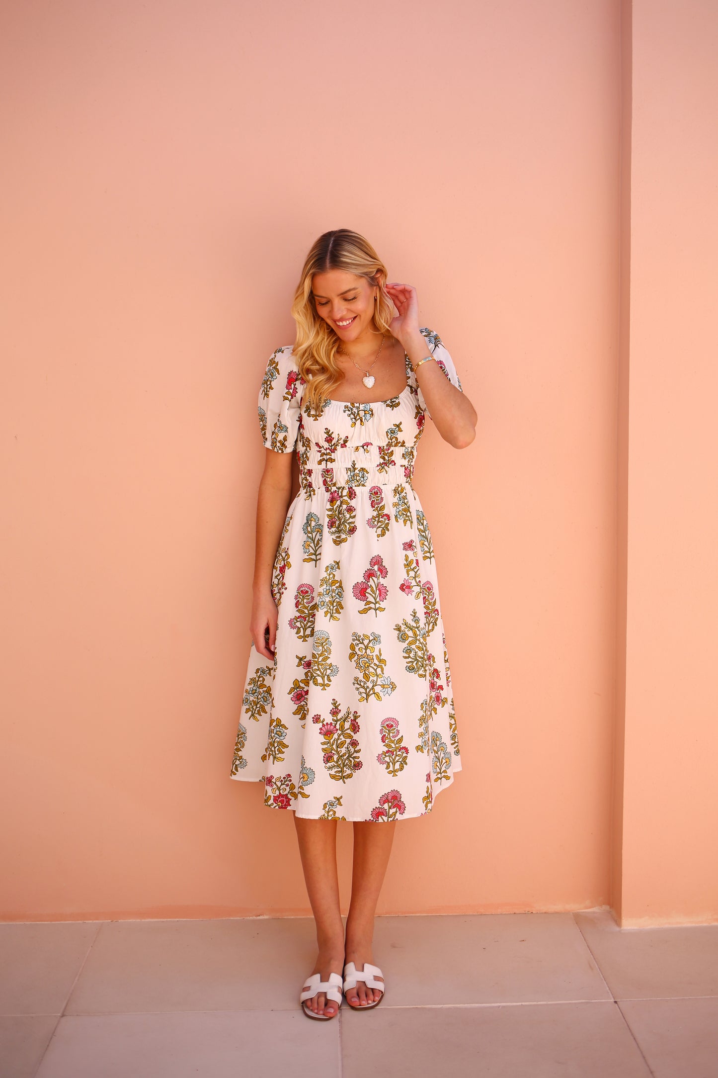 Positano Dress in Block Print